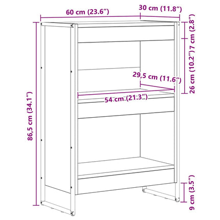 Bogskab 60 x 30 x 86,5 cm Konstrueret træ Gammelt træ