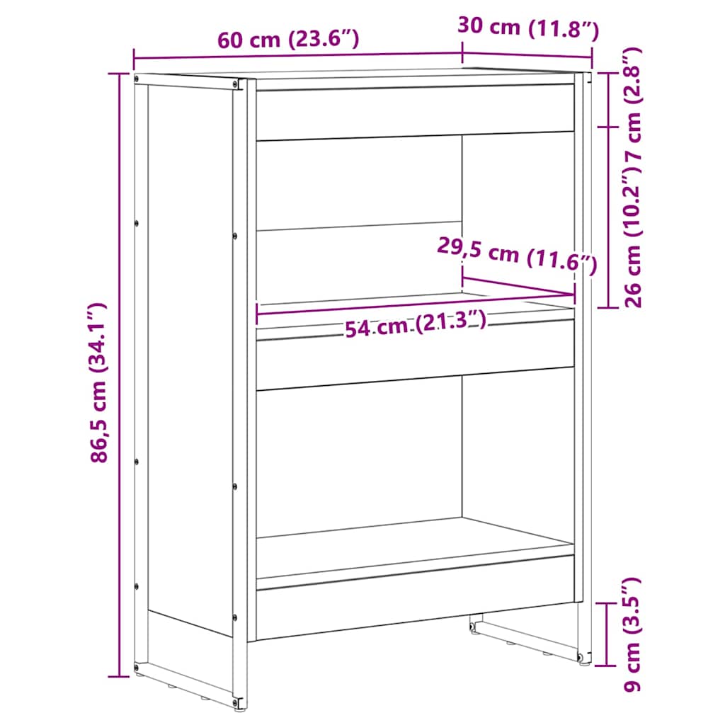 Bogskab Gammelt træ 60 x 30 x 86,5 cm Konstrueret træ