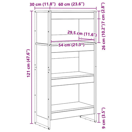 Bogskab 60 x 30 x 121 cm Konstrueret træ Gammelt træ