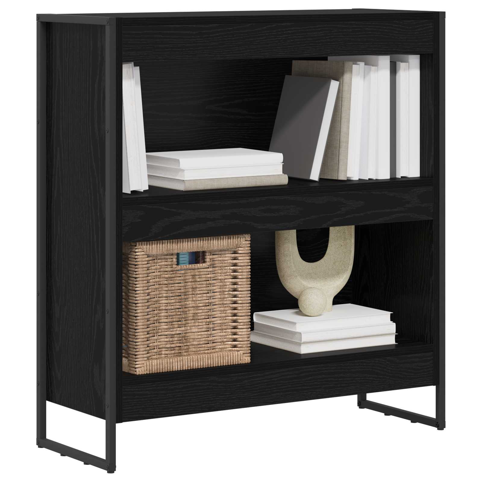 Bogskab Sort eg 80 x 30 x 86,5 cm Konstrueret træ billede