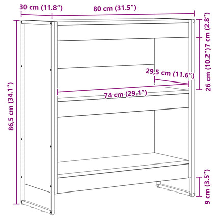 Bogskab 80 x 30 x 86,5 cm Konstrueret træ Grå Sonoma