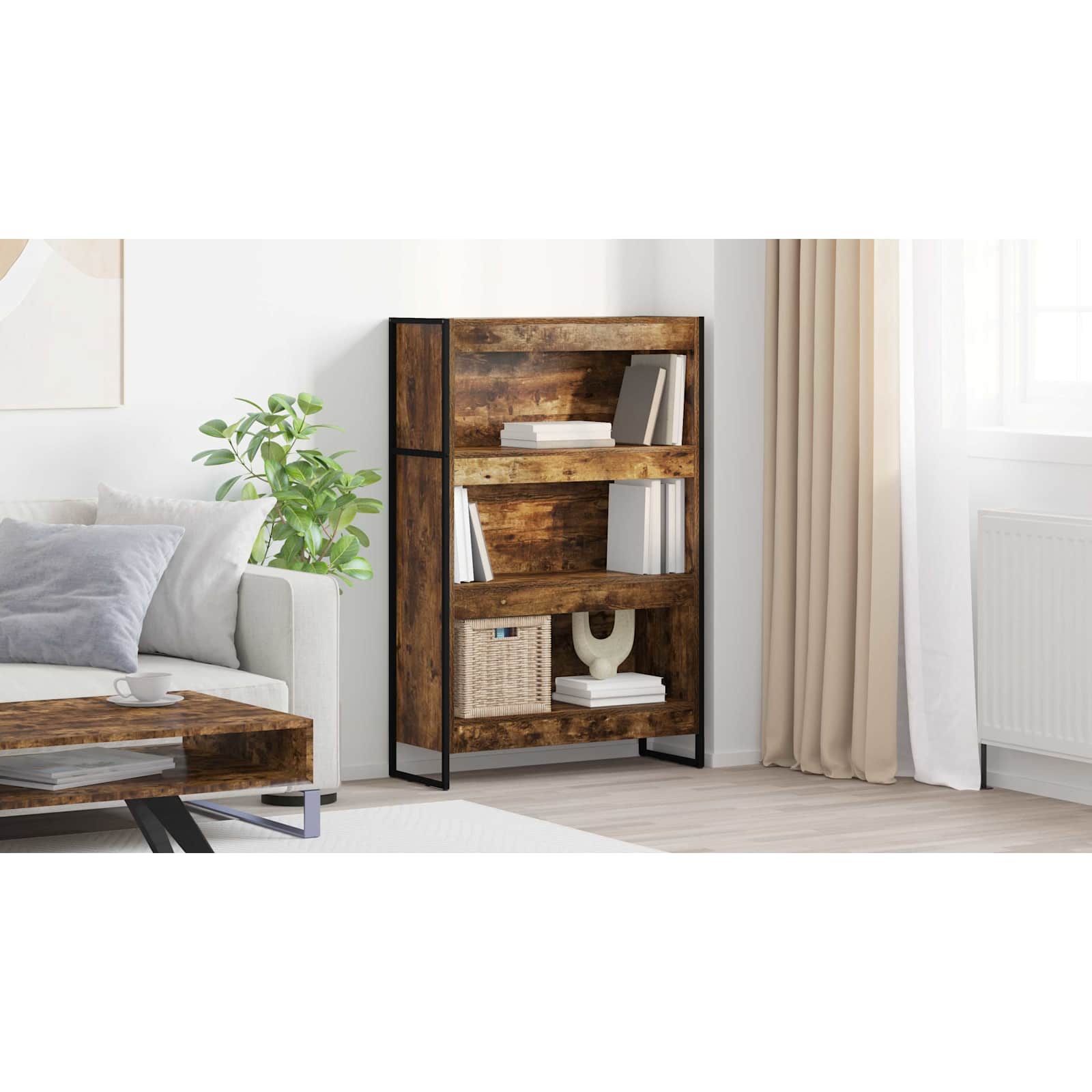 Bogskab Røget Eg 80 x 30 x 121 cm Konstrueret træ