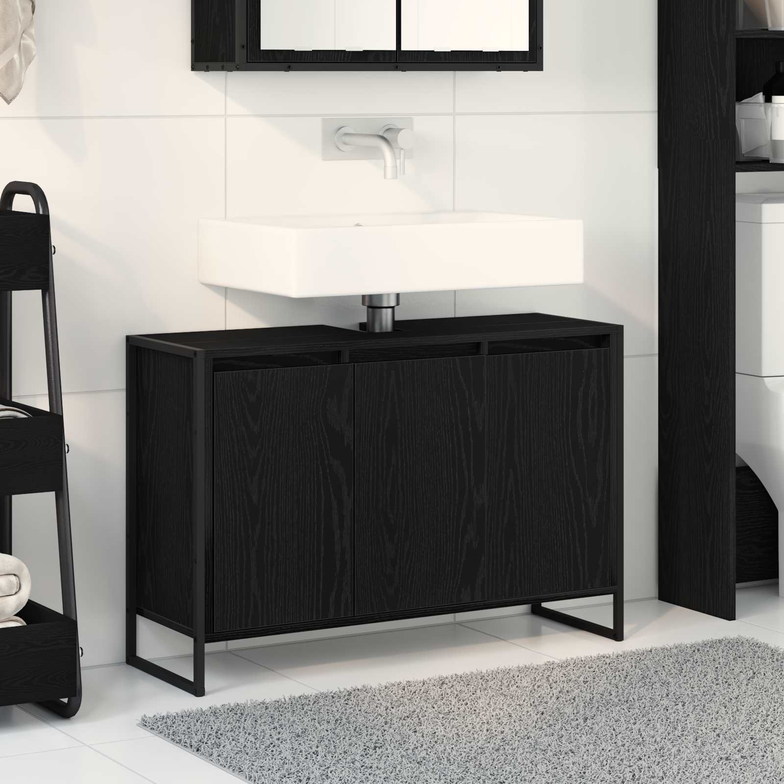Badevrelsesskab Sort eg 90 x 30 x 60 cm Konstrueret tr