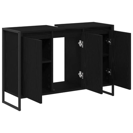 Badeværelsesskab Sort eg 90 x 30 x 60 cm Konstrueret træ