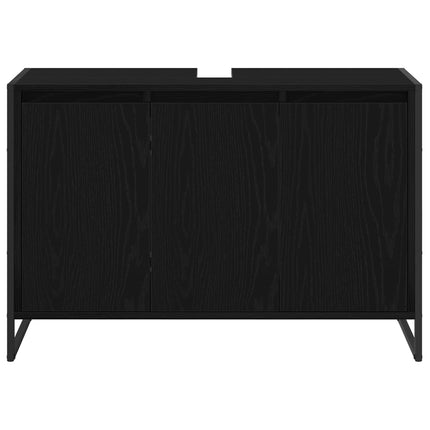 Badeværelsesskab Sort eg 90 x 30 x 60 cm Konstrueret træ