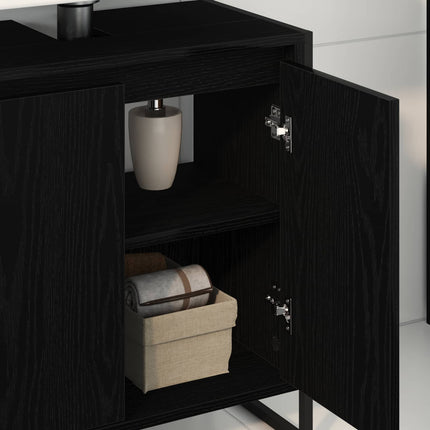 Badeværelsesskab Sort eg 60 x 30 x 60 cm Konstrueret træ