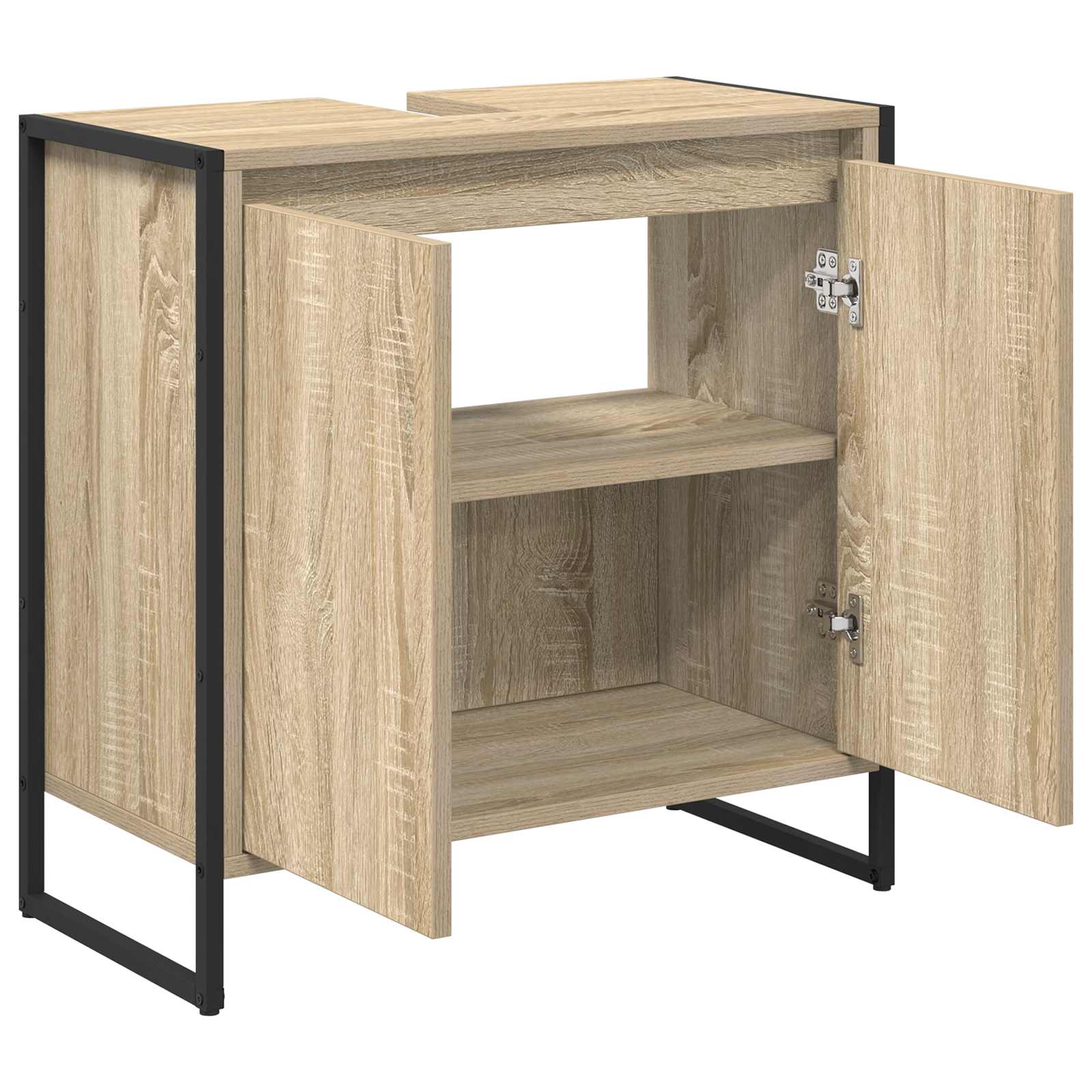 Badeværelsesskab med dør Sonoma 60 x 30 x 60 cm Konstrueret træ