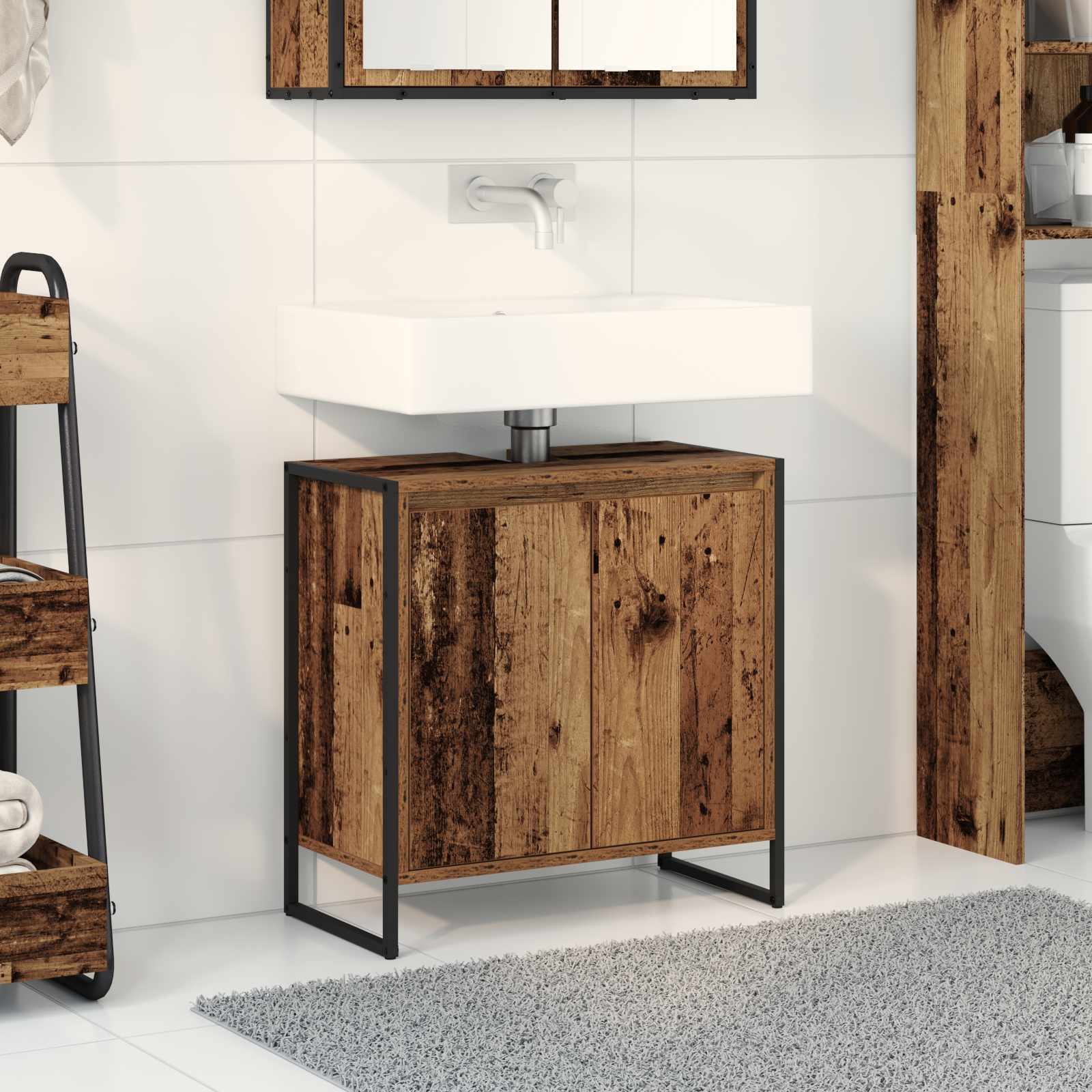 Badeværelsesskab Gammelt træ 60 x 30 x 60 cm Konstrueret træ billede