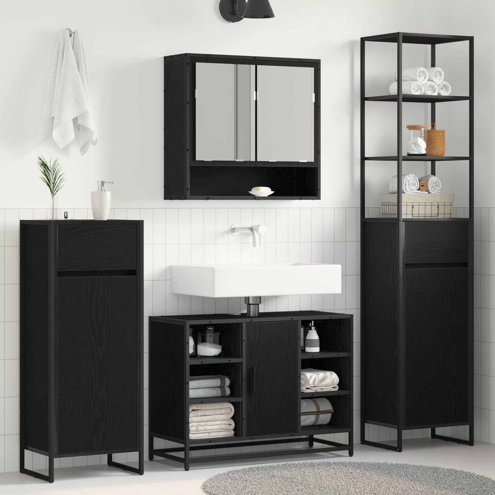 Badevrelsesskab Sort eg 40 x 30 x 180 cm Konstrueret tr