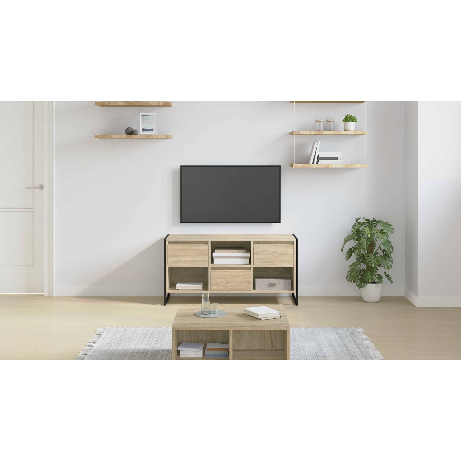 TV-skab med skuffe Sonoma 100 x 36 x 49,5 cm Konstrueret træ