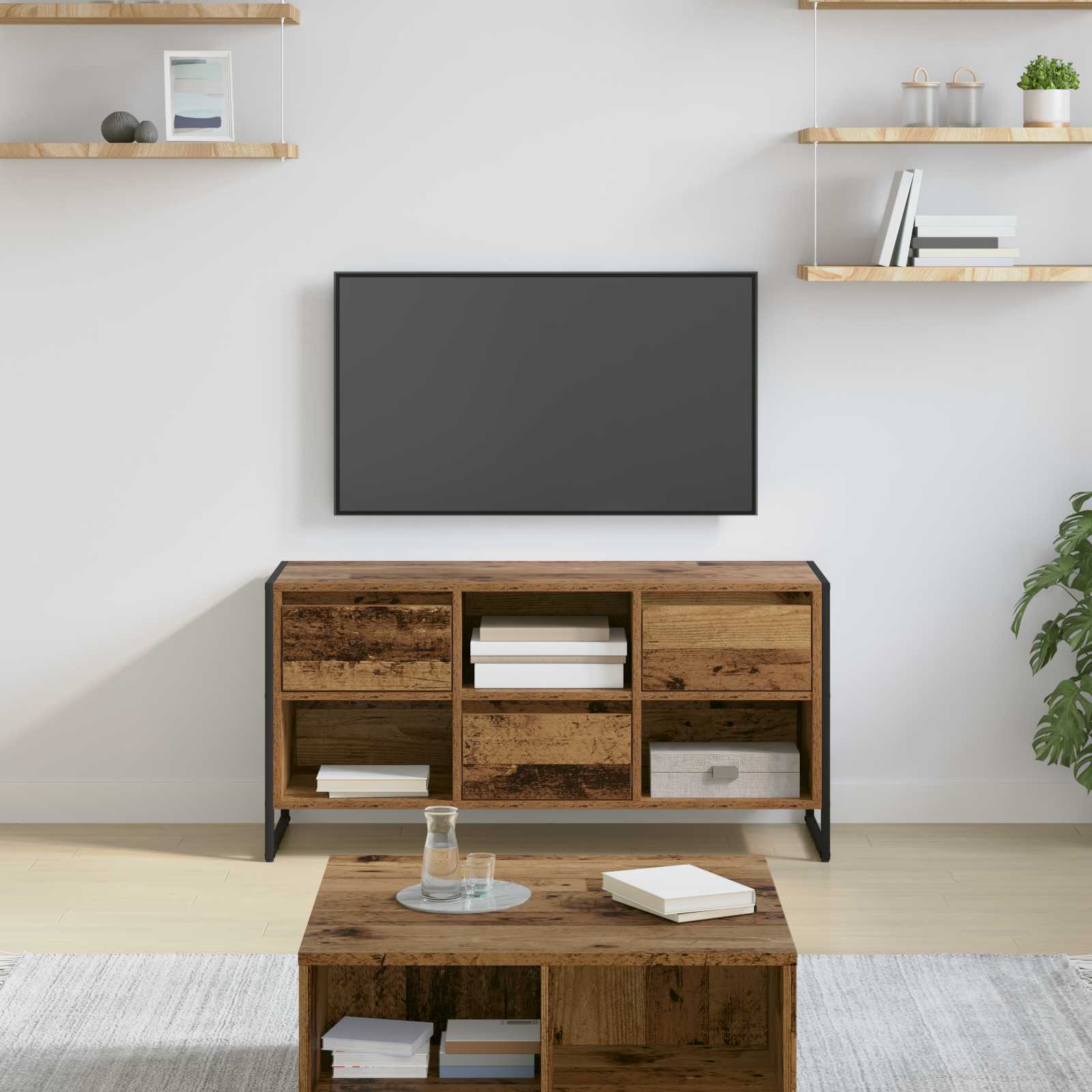TV-skab Gammelt træ 100 x 36 x 49,5 cm Konstrueret træ