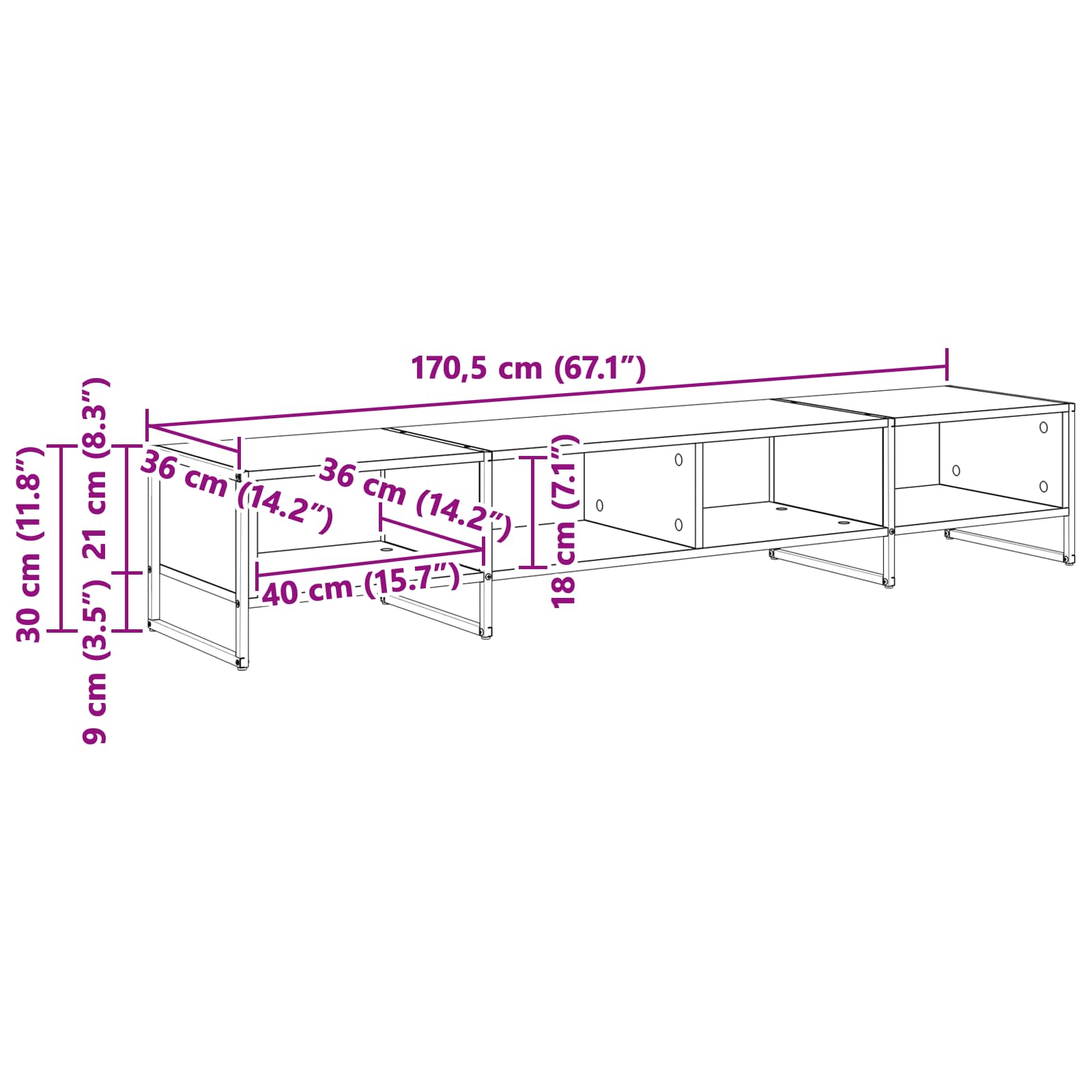 TV-skab Røget Eg 170.5 x 36 x 30.5 cm Konstrueret træ