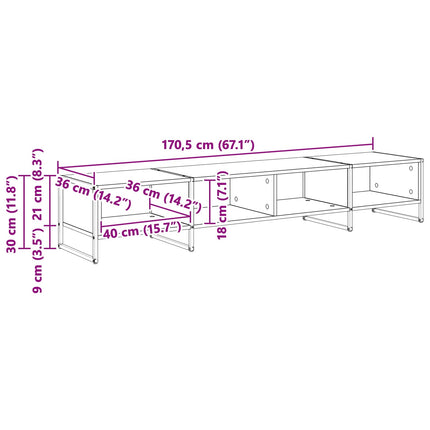 TV-skab 170.5 x 36 x 30.5 cm Grå Sonoma Konstrueret træ