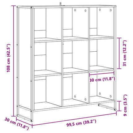 Bogskab 99,5 x 30 x 108 cm Konstrueret træ Grå Sonoma