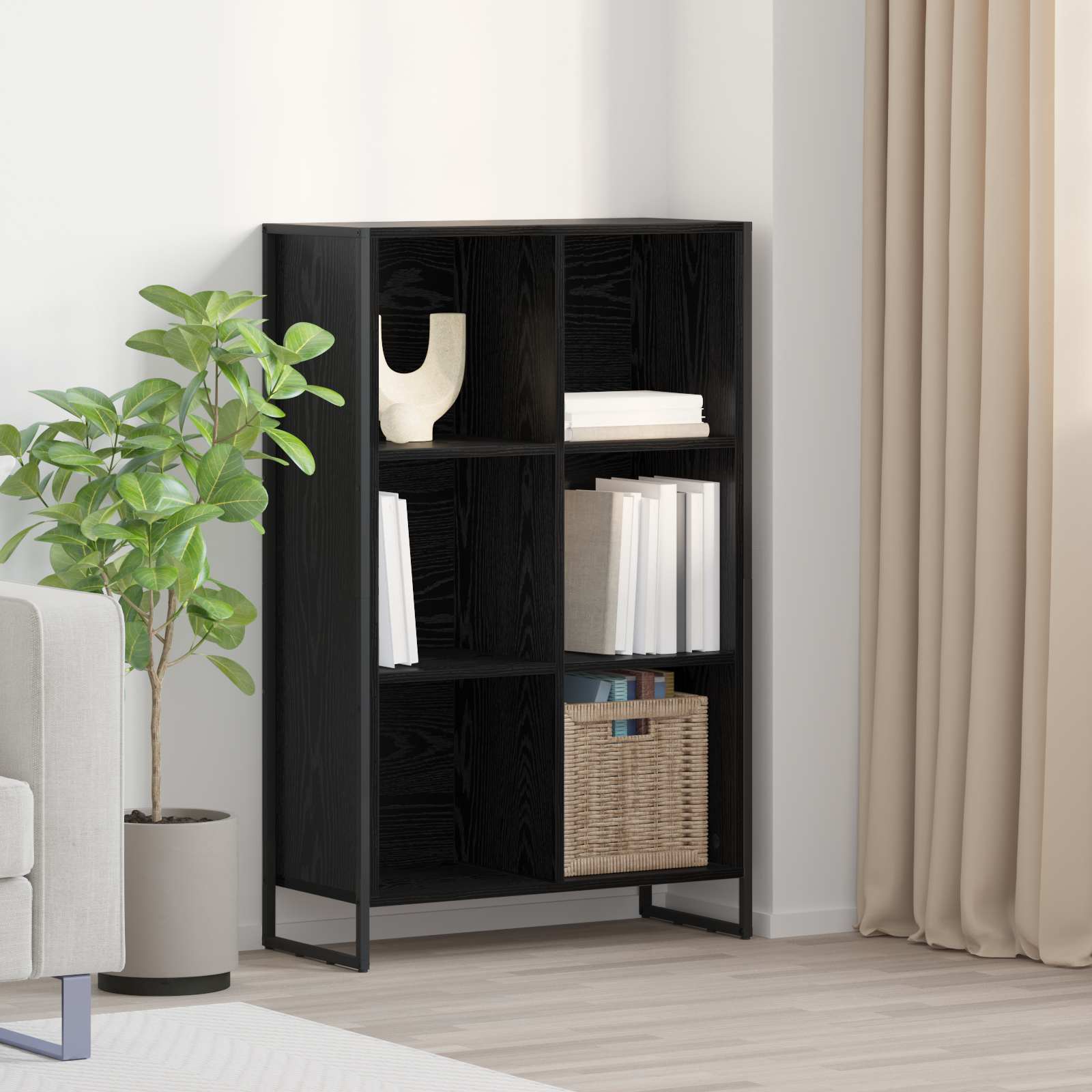 vidaXL Bogskab 99,5 x 30 x 108,5 cm Konstrueret træ Sort eg
