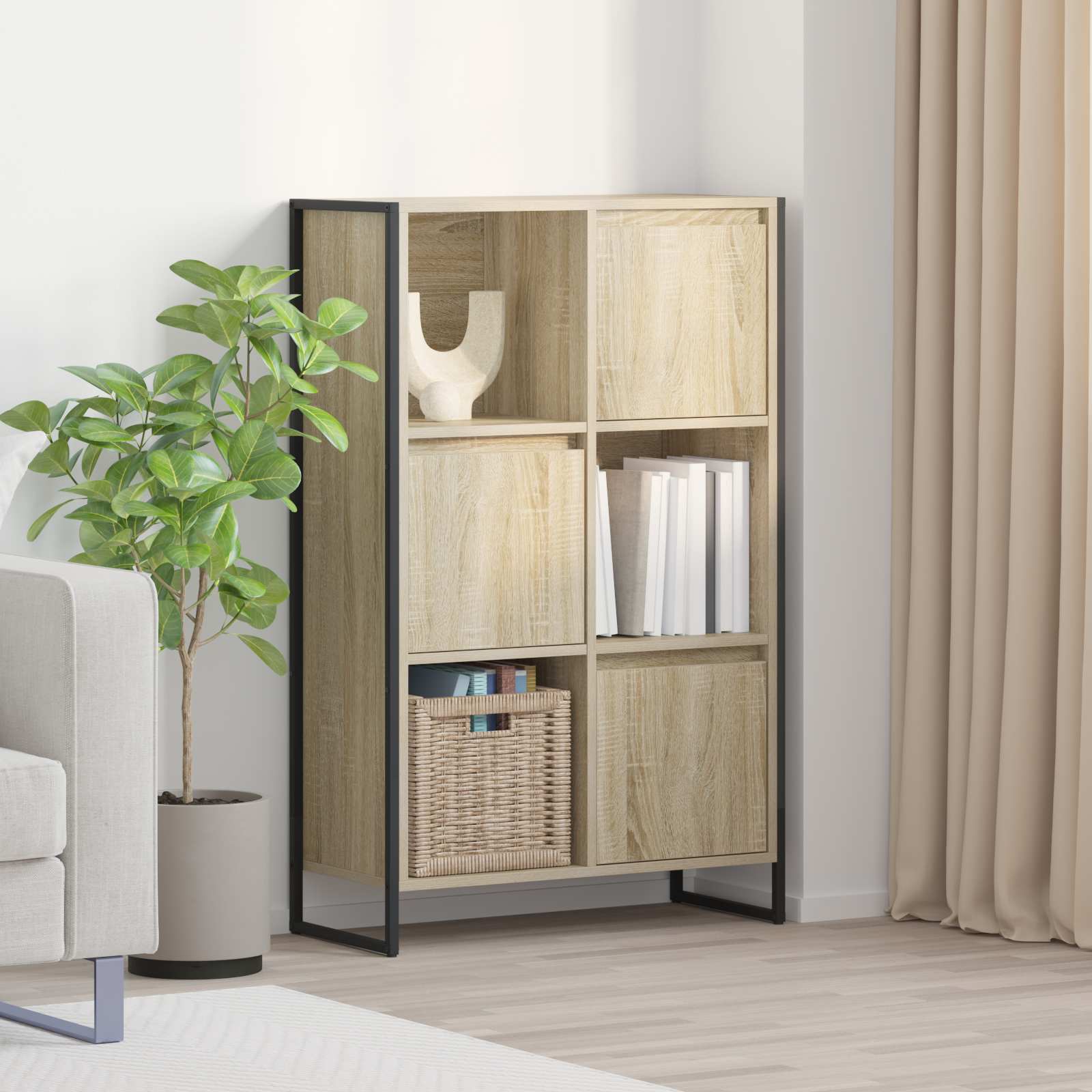 Bogskab i sonoma - 68 × 30 × 108,5 cm, konstrueret træ, industrielt design