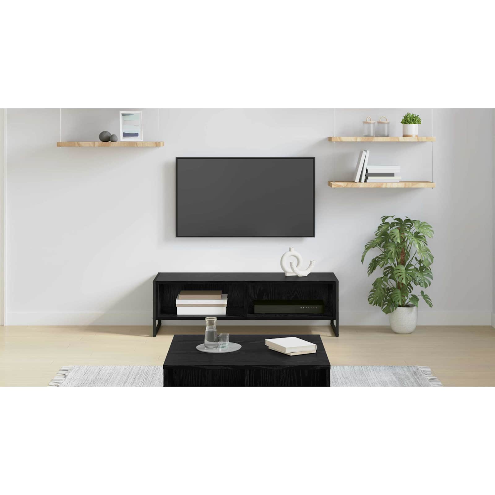 TV-skab 100 x 36,5 x 30,5 cm Sort eg Konstrueret træ