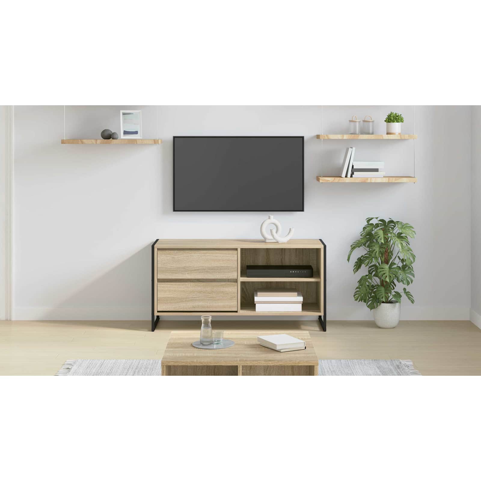 TV-skab med skuffe Sonoma 100 x 36 x 49,5 cm Konstrueret træ