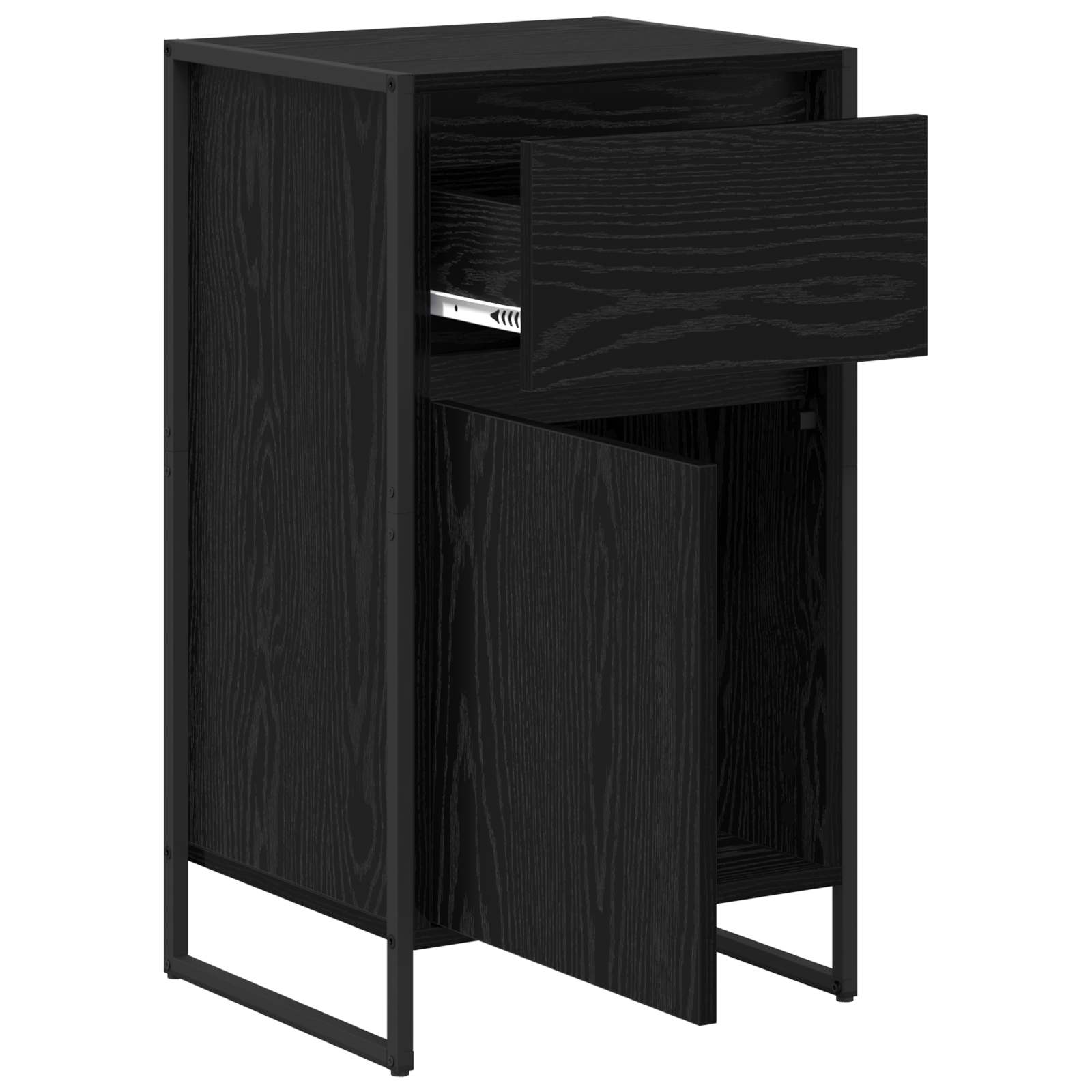 Sideboard med skuffe Sort eg 43 x 36 x 75,5 cm Konstrueret træ