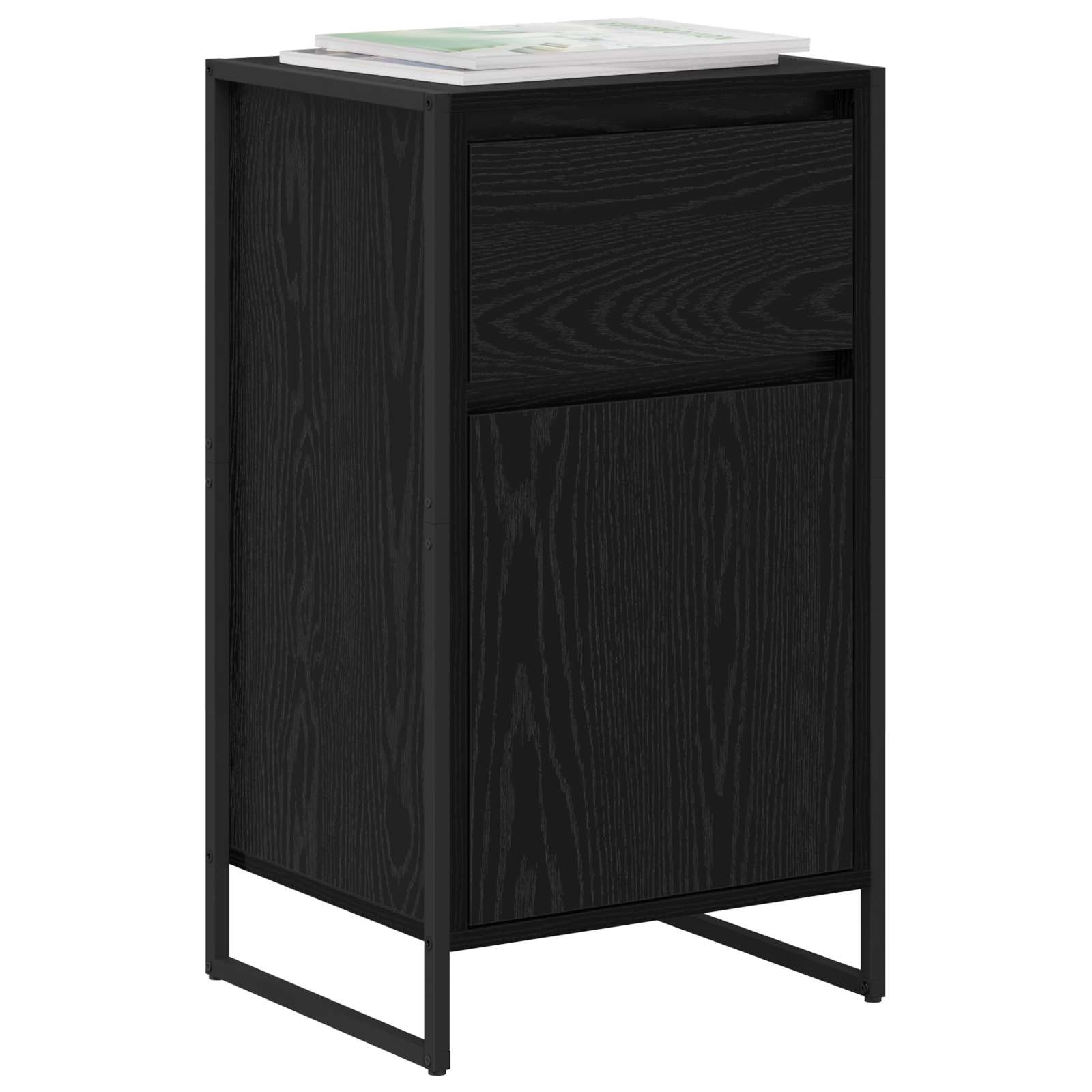 Sideboard med skuffe Sort eg 43 x 36 x 75,5 cm Konstrueret træ