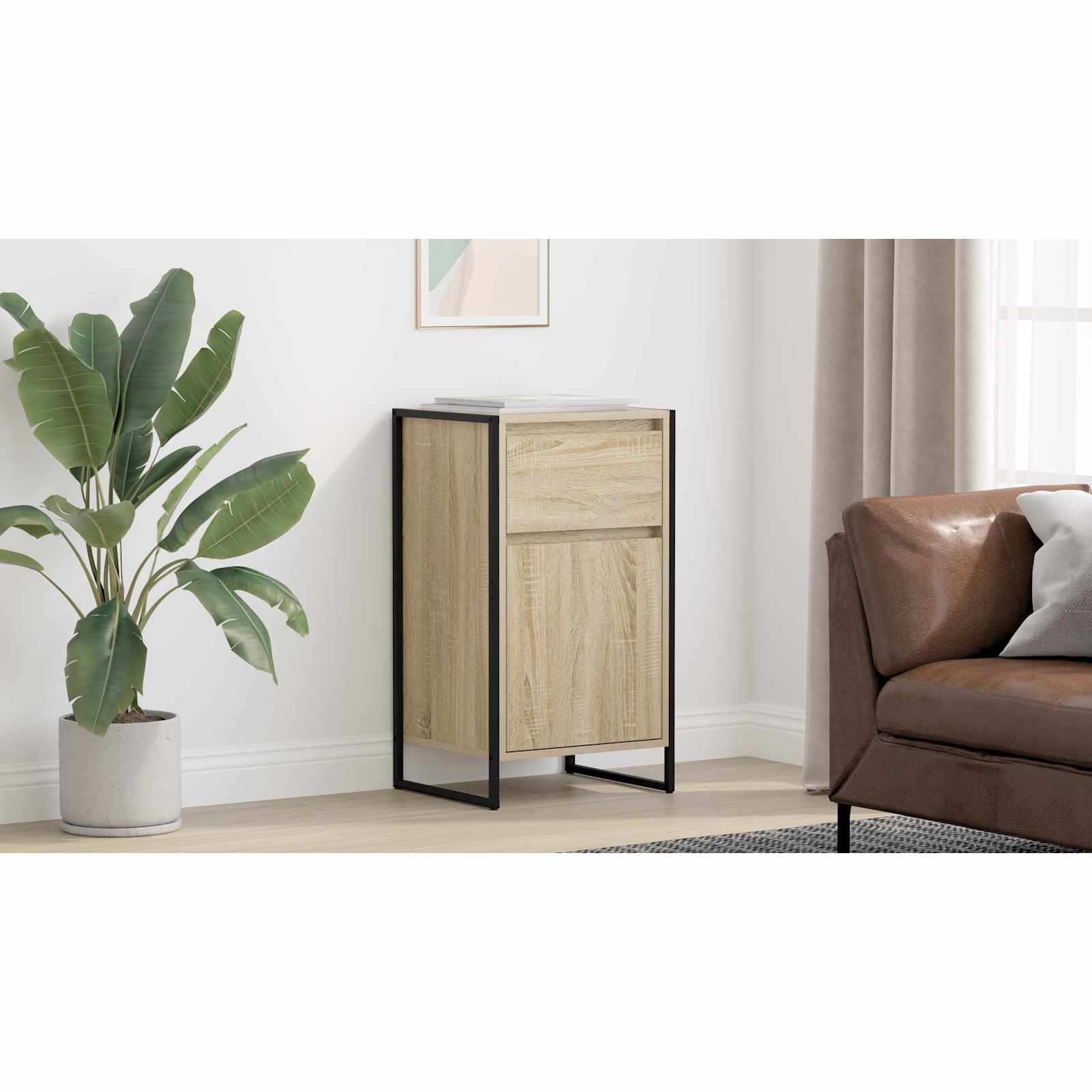 Sideboard med skuffe Sonoma 43 x 36 x 75,5 cm Konstrueret træ
