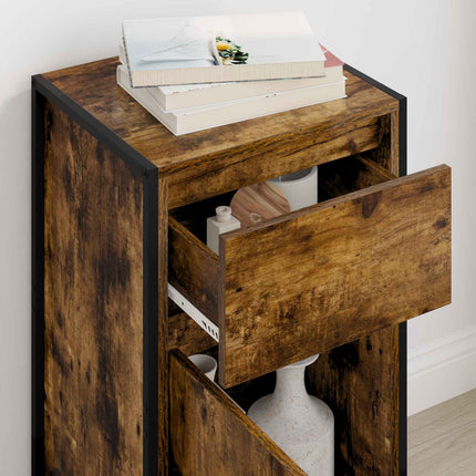 Sideboard med skuffe Røget Eg 43 x 36 x 75,5 cm Konstrueret træ