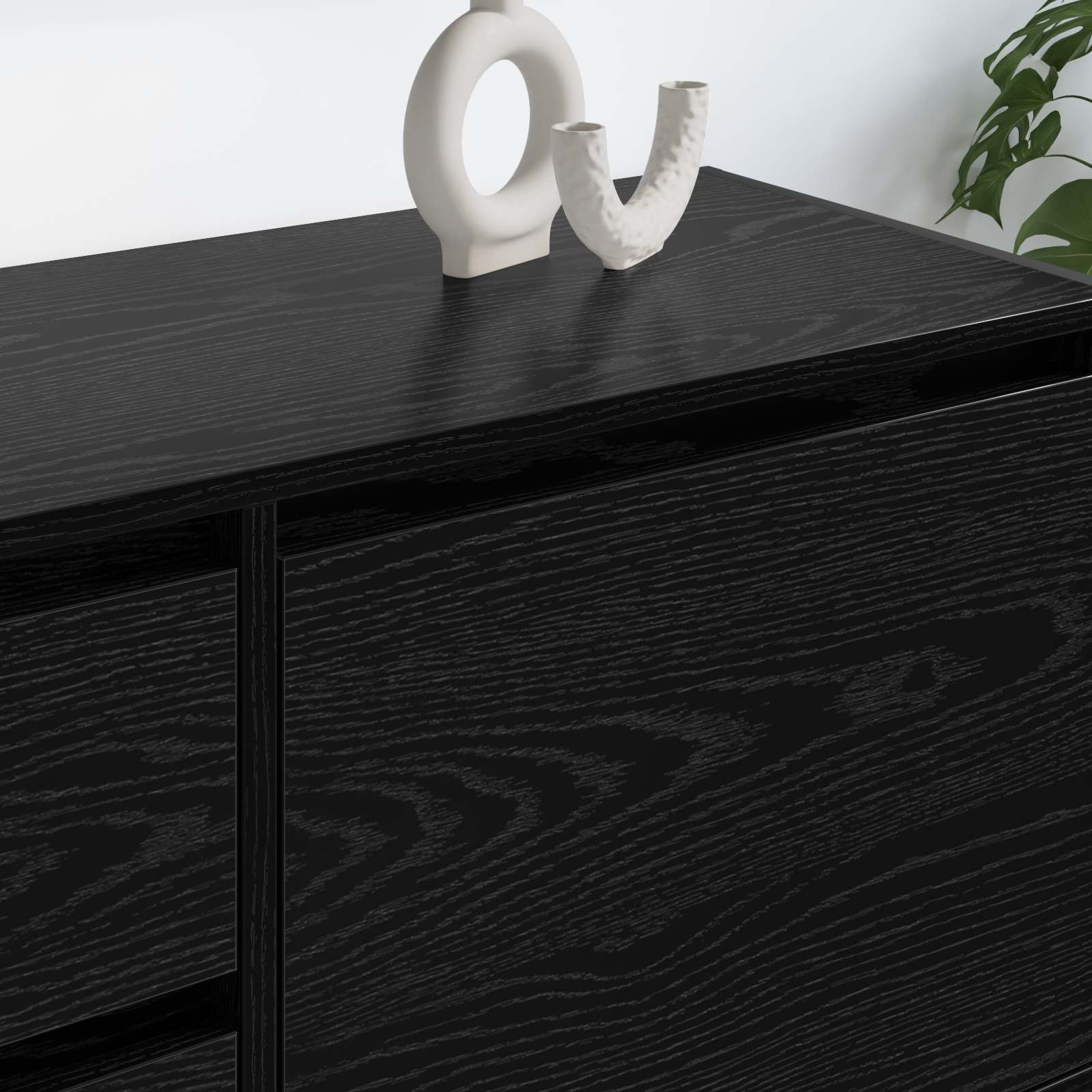 TV-skab med skuffe Sort eg 100 x 36 x 49,5 cm Konstrueret træ