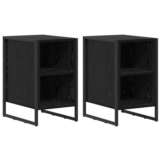 Sengebord 2 stk. Sort eg 39,5 x 30 x 50 cm Konstrueret træ