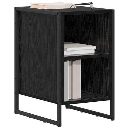 Sengebord 2 stk. Sort eg 39,5 x 30 x 50 cm Konstrueret træ