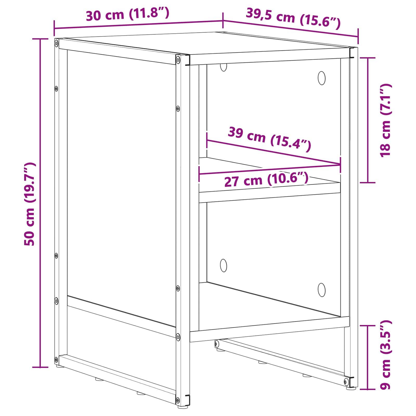 Sengebord Gammelt træ 39,5 x 30 x 50 cm Konstrueret træ