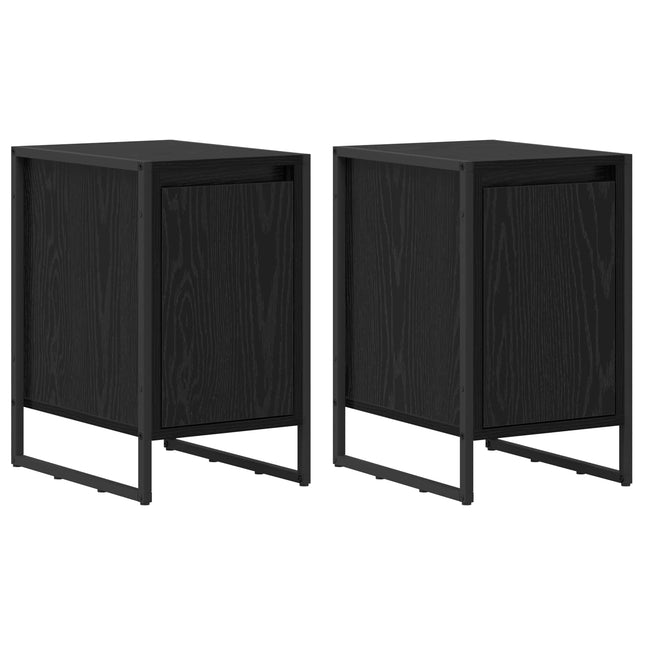 Sengebord 2 stk. Sort eg 39,5 x 30 x 50 cm Konstrueret træ