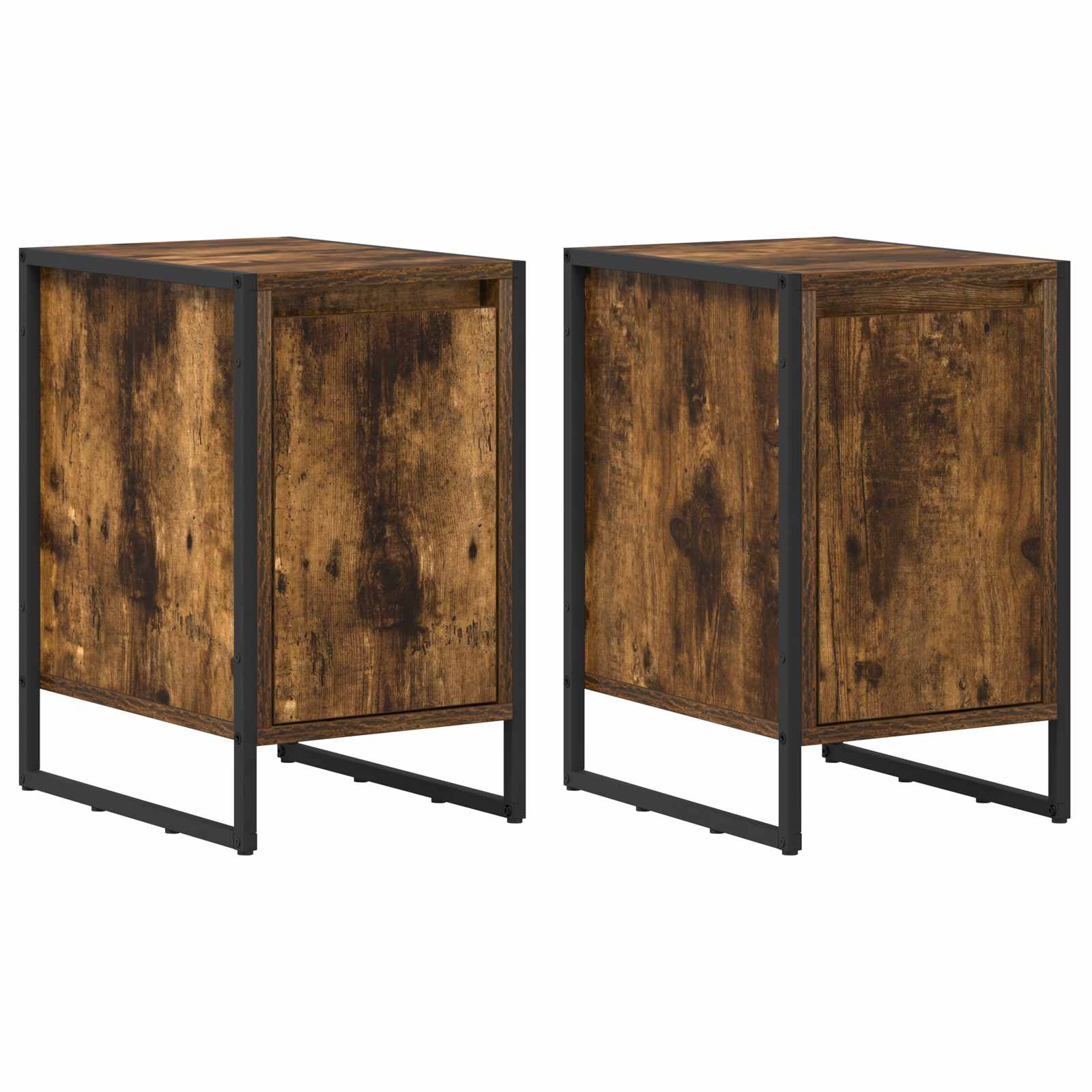 Sengebord 2 pcs Røget Eg 39,5 x 30 x 50 cm Konstrueret træ