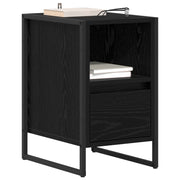 Sengebord med skuffe Sort eg 39,5 x 30 x 50 cm Konstrueret træ