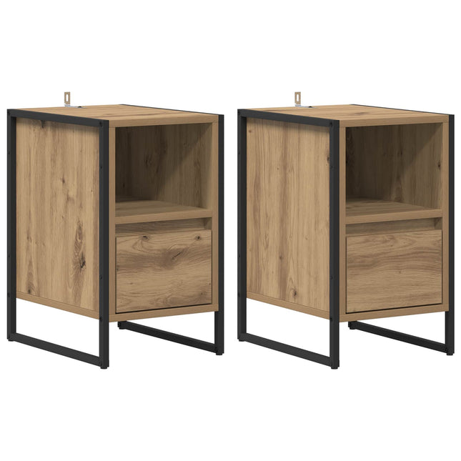 Sengebord 2 stk. Artisan eg 39,5 x 30 x 50 cm Konstrueret træ