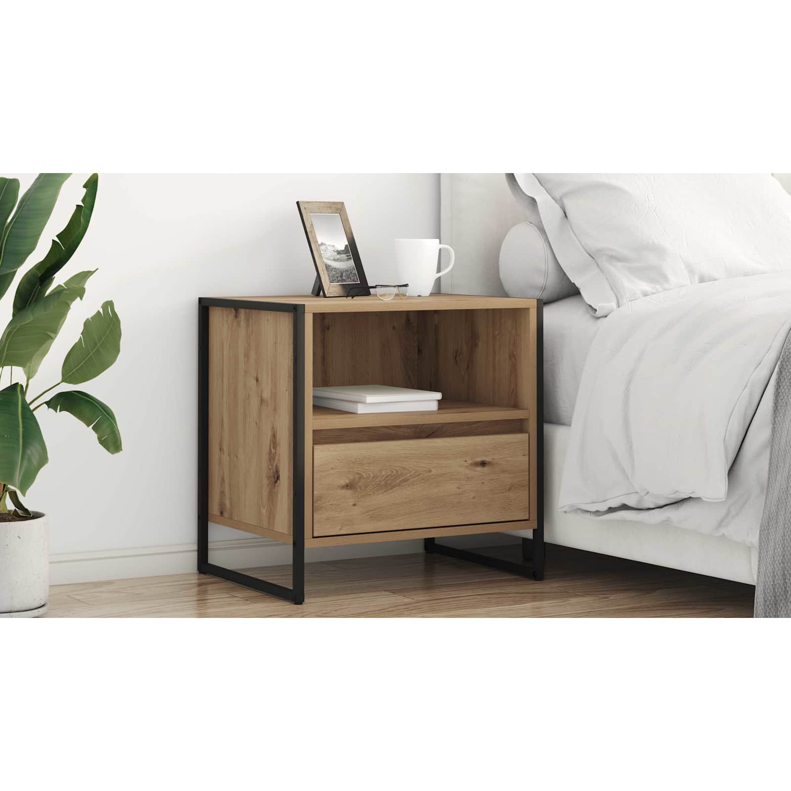 Sengebord 2 pcs Artisan eg 50 x 39,5 x 50 cm Konstrueret træ