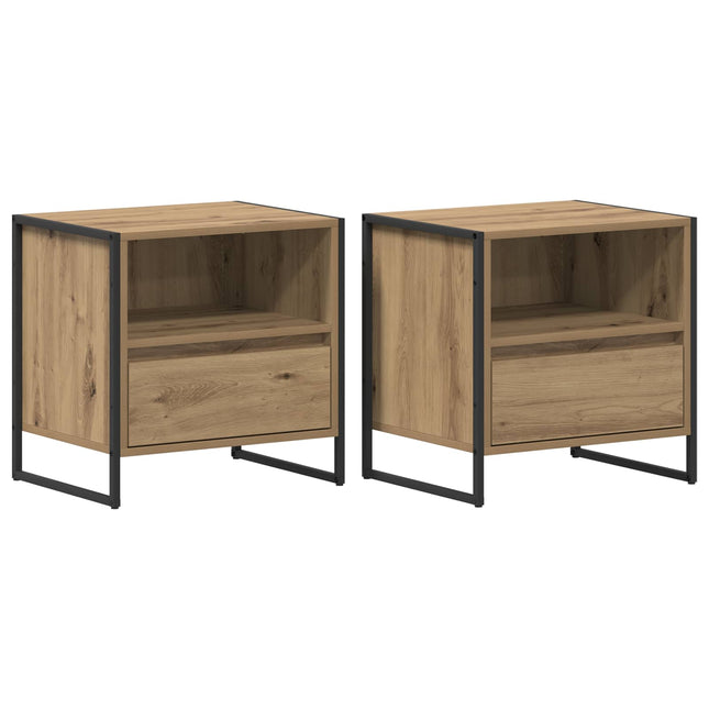 Sengebord 2 stk. Artisan eg 50 x 39,5 x 50 cm Konstrueret træ