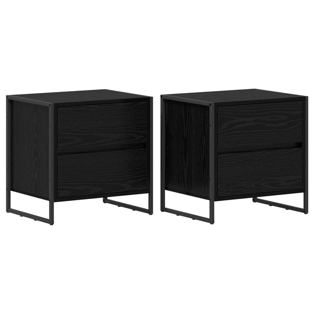 Sengebord 2 stk. Sort eg 50 x 39,5 x 50 cm Konstrueret træ