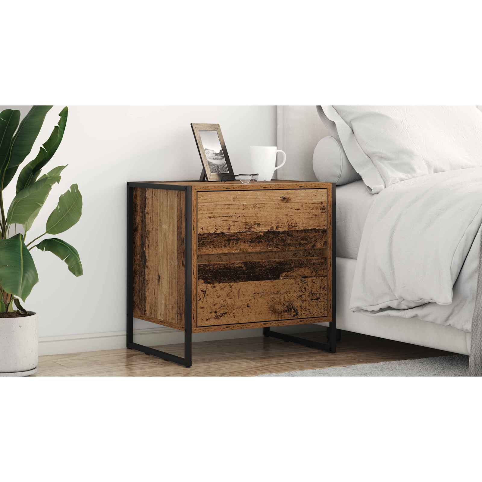 Sengebord 2 pcs Gammelt træ 50 x 39,5 x 50 cm Konstrueret træ