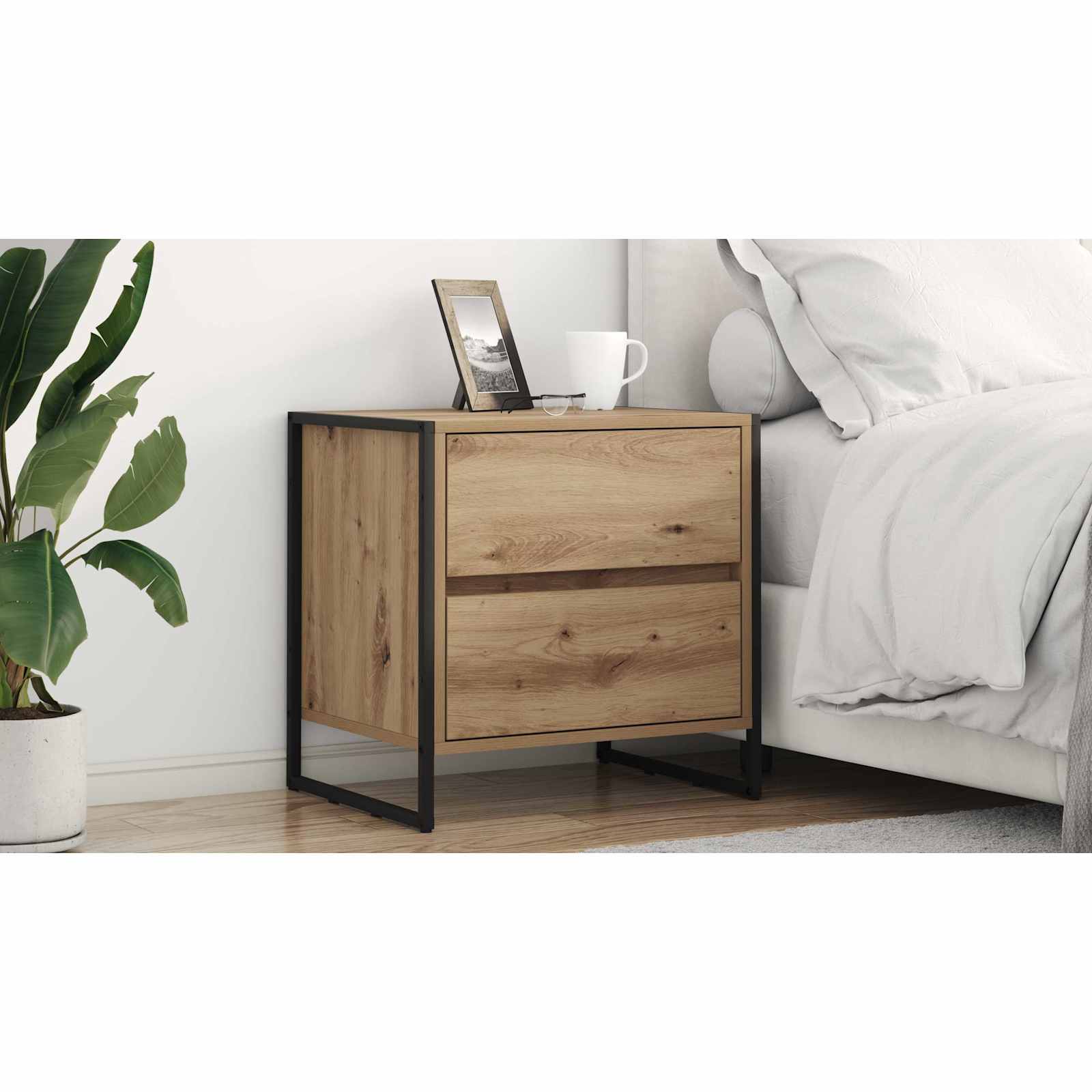 Sengebord 2 pcs Artisan eg 50 x 39,5 x 50 cm Konstrueret træ