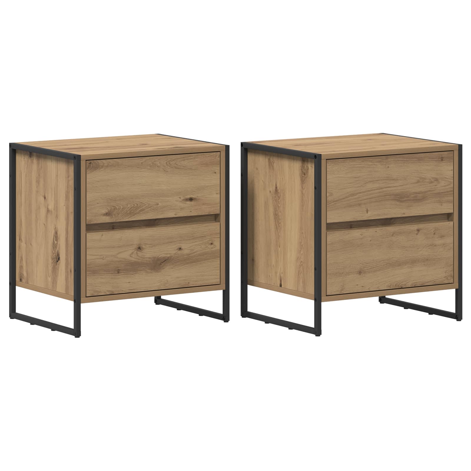 Sengebord 2 pcs Artisan eg 50 x 39,5 x 50 cm Konstrueret træ