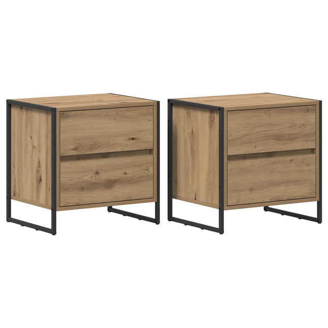 Sengebord 2 stk. Artisan eg 50 x 39,5 x 50 cm Konstrueret træ