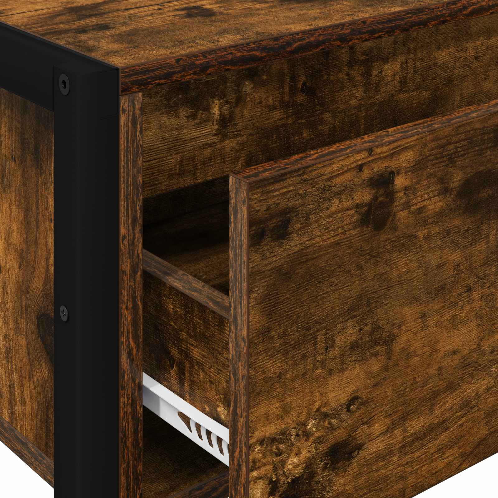 Endebord med skuffe Røget Eg 100 x 36 x 75 cm Konstrueret træ