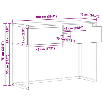 Endebord Artisan eg 100 x 36 x 75 cm Konstrueret træ