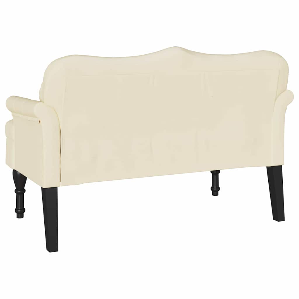 Chesterfield bænk med pude Creme 120.5 x 65 x 75 cm Faux læder