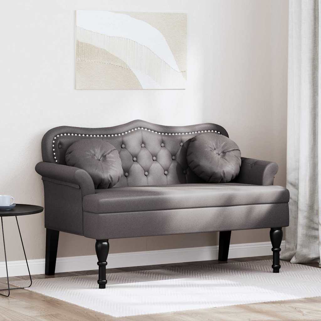 Chesterfield bænk med pude Grå 120.5 x 65 x 75 cm Faux læder