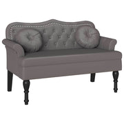 Chesterfield bænk med pude Grå 120.5 x 65 x 75 cm Faux læder