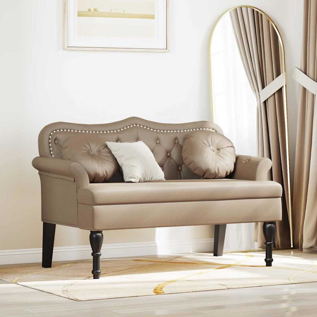 Chesterfield bænk i faux læder - cappuccino, 120,5 × 65 × 75 cm