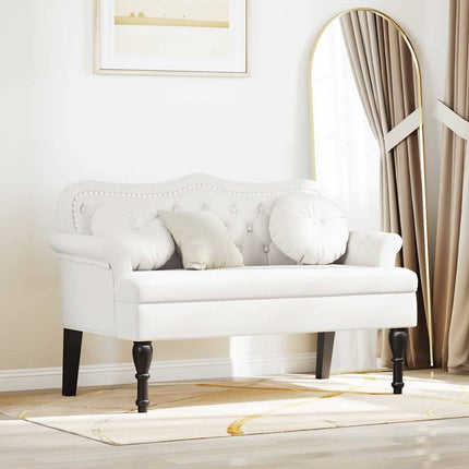 Chesterfield bænk Hvid 120.5 x 65 x 75 cm Faux læder