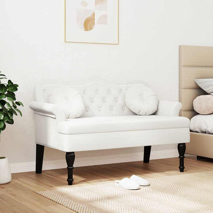 Chesterfield bænk Hvid 120.5 x 65 x 75 cm Faux læder