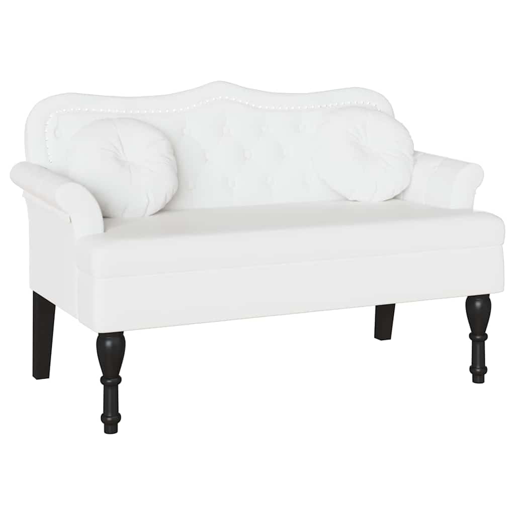 Chesterfield bænk med pude Hvid 120.5 x 65 x 75 cm Faux læder